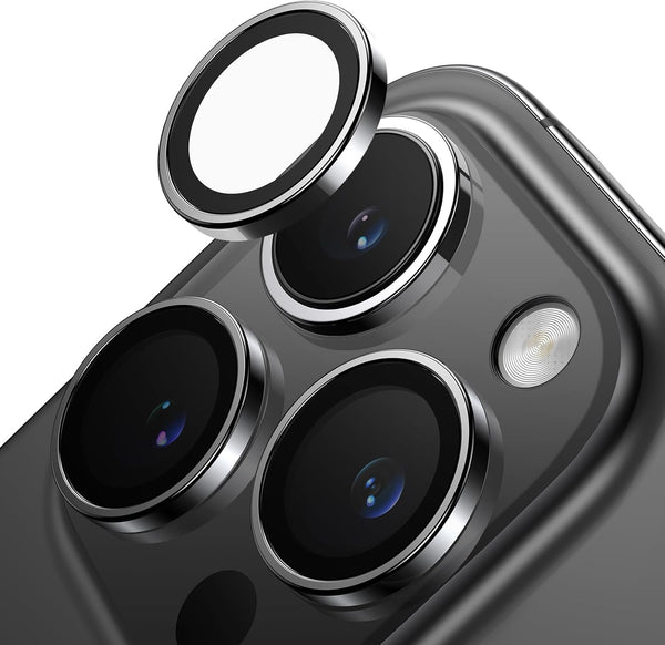 TORRAS LensGuard iPhone 15 Pro/iPhone 15 Pro Max Camera Lens Protector, Aerospace Grade 9H Tempered Glass, Black