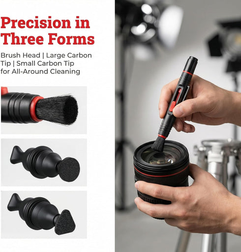 ZGGAZCA 3 Pcs Lens Pen Brush Kit for Cleaning Camera Lenses and Screens Multifunction Lenspen for Photography Optics