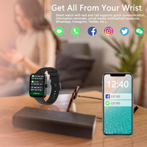 Smart Watch for Women Men(Answer/Dial Call), IP68 Waterproof Smartwatch with with Blood Oxygen Heart Rate Sleep Monitor for Android and iOS Phones