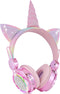 Kids Headphones Bluetooth Wireless, Unicorn LED Lights Girls Headsets with Microphone, 10 Hours 5.0 Bluetooth for Kids