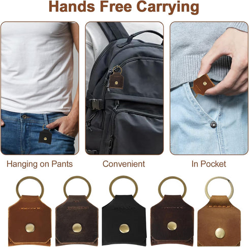 Jack&Chris Genuine Leather SD Card Holder Keychain, Anti-Shock Anti-Dust SD Card Case, Portable Camera Accessories