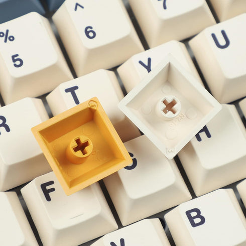 YMDK 145 Apricot Yellow Dye-Sub Mac Keycaps, Thick PBT Cherry Profile Key Caps for TKL 61 64 68 75 87 96 104 108 GMMK MX