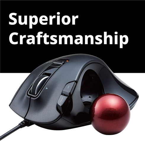 ELECOM EX-G Wired Trackball Mouse, Ergonomic Thumb Control, Smooth Tracking Roller Ball for PC Mac