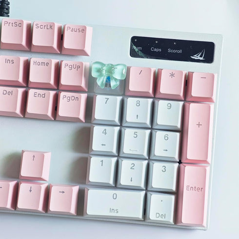 Personalized Cute Bowknot Transparent Keycap - Handmade OEM Profile Keycap Base for Mechanical Keyboard (Blue)