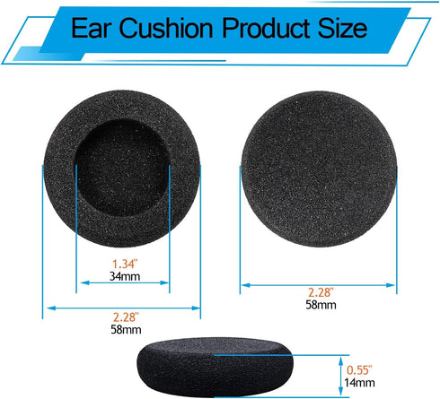 Foam Ear Cushions Replacement for Plantronics Headset, 6 Pack for HW251N HW261N HW510 HW520 Blackwire 3210 3220