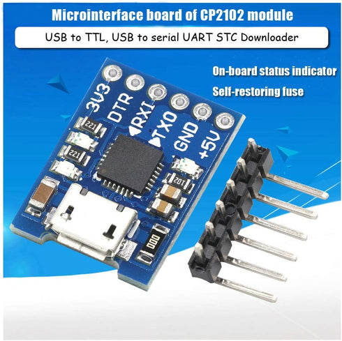 Ximimark 2Pcs CP2102 Micro USB to TTL/Serial UART 6Pin Module Serial Converter