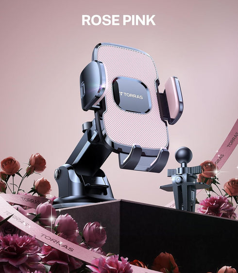 TORRAS Pink Phone Holders for Your CarUltra-Durable & Strongest Suction, Universal Car Phone Holder Mount Truck Cradle
