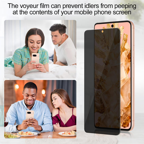 3 Pack Anti-Spy Tempered Glass Privacy Screen Protector for Google Pixel 8, Ultra HD, 9H, Bubble-Free, Easy Install.