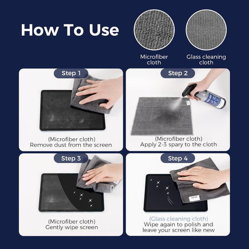 WELKIN Screen Cleaner Spray Kit (18.6 oz + 2oz) - Cleaning Mist for TV, Laptop, Phone Touchscreen - 2 Sprayers & Cloth