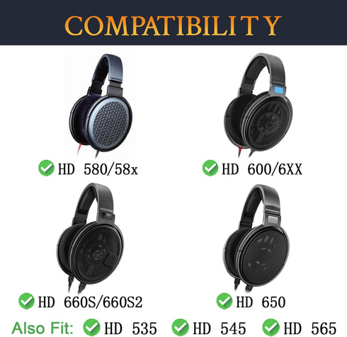 SOULWIT Cooling-Gel Earpads Replacement for Sennheiser Headphones - Ice Silk Fabric Ear Pads for HD650, HD660S, HD600,