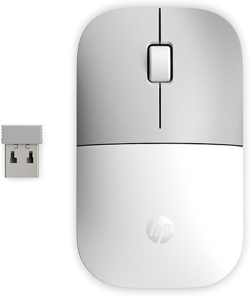 HP Z3700 G2 Wireless Mouse - White, Portable Design, 2.4GHz Receiver, Blue Optical Sensor for PC, Laptop, Mac