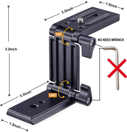 Universal Flex Tilt Head Z Mount Bracket with Quick Release Plate for Camera Slider Rail Cage Rig Gimbal Stabilizer