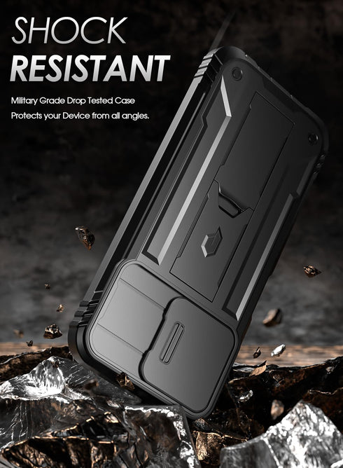 Poetic Revolution Case for Motorola Moto G 5G 2024, Black, Full-Body Rugged Shockproof Cover with Kickstand & Slide