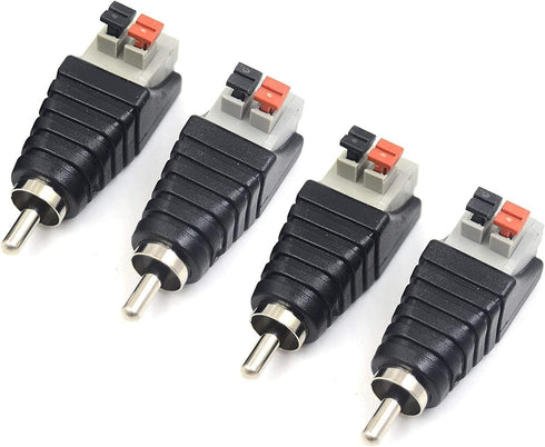 Poyiccot Speaker Wire to RCA Adapter Converter, 4 Pack for CCTV Video Audio Spring Press Type