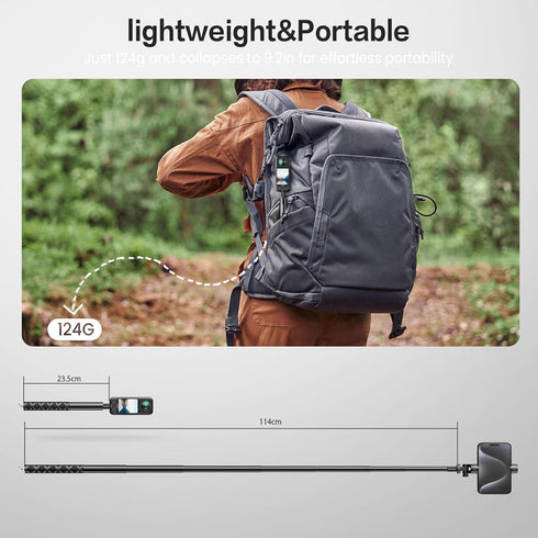 VYVIYON 114cm Stick,1/4" Insta360 X4 X5 Invisible Selfie Extended Monopod Pole with Adapter Compatiable with Sports