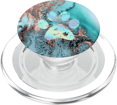 Rainbow Dog Paw Print Teal Rose Watercolor PopSockets PopGrip for MagSafe