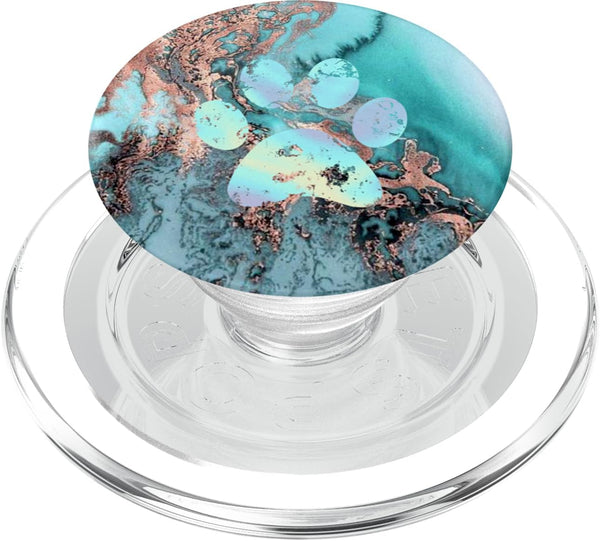 Rainbow Dog Paw Print Teal Rose Watercolor PopSockets PopGrip for MagSafe