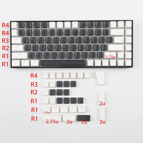 YMDK 117 PBT Double Shot Doubleshot Shine Through ANSI ISO OEM Profile Pudding Keycaps Key caps Sealed Legend for MX Mechanical Keyboard 61 68 87 104 (117 White Black) by YMDK