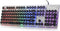 Typewriter Style Gaming Keyboard with Metal Panel, Rainbow LED Backlit, Round Keys, Light Up USB Wired Retro 104 Keys