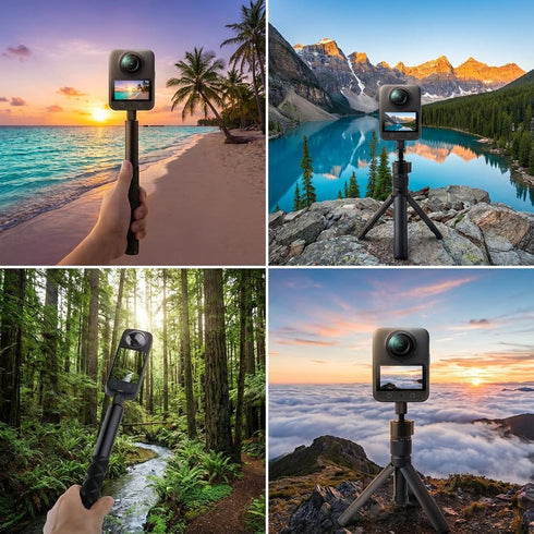 YiJunHui Insta360 X5/X4, 3, 1/4" 6 lbs 47 Inch Bullet Time Handle Tripod Rotating Grip with Invisible Selfie Stick