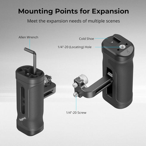 SmallRig Mini Side Handle for 1/4"-20 Threaded Holes, Portable Camera Cage Handle for Left or Right Hand, Up and Down
