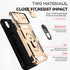 Hitaoyou iPhone XR Case with Camera Cover, Military Grade Shockproof Heavy Duty Protective Case with Stand, Gold