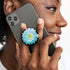 Translucent Clear Phone Grip with Expanding Kickstand, Cell Phone Collapsible Stand, Blue Daisy Flower Design for