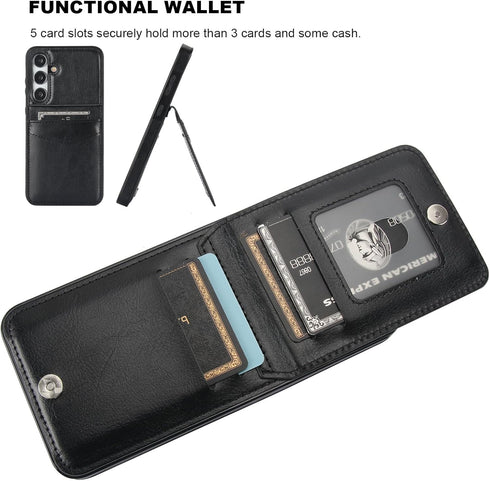 KIHUWEY Samsung Galaxy S24 Plus Wallet Case with Credit Card Holder, Flip Leather Magnetic Clasp Kickstand Cover, Black