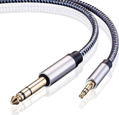 Tiierzon 1/8 to 1/4 Stereo Cable 6Ft, 6.35mm Male to 3.5mm Male TRS Bidirectional Audio Cable for Guitar, Speakers