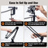 Overhead Phone Mount, Articulating Arm Cell Phone Holder with USB LED Light for Live Streaming, Video Recording
