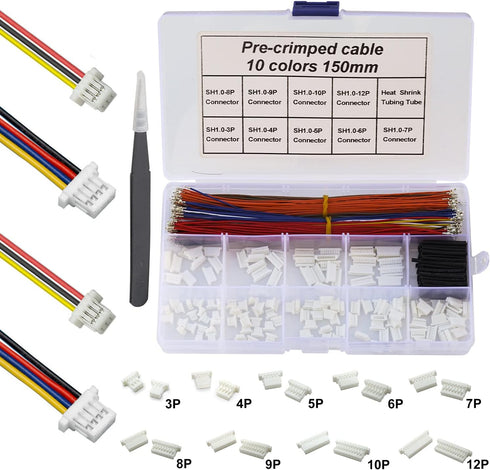 Jst SH1.0mm Connector Kit - Premium Pre-Crimped Cables for SPRacing F3 Omnibus F4 Pro F7 Racing Drone Wire Kit, 140pcs