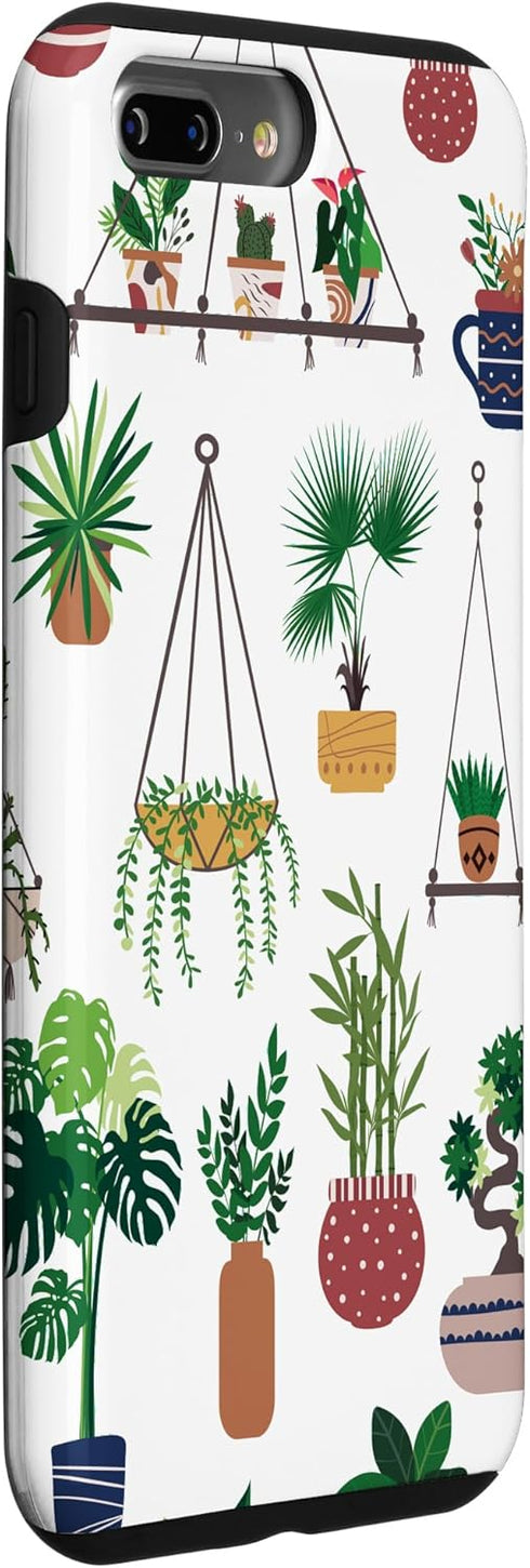 iPhone 7 Plus/8 Plus Boho Nature Art Case with Indoor and Outdoor Plant Illustrations