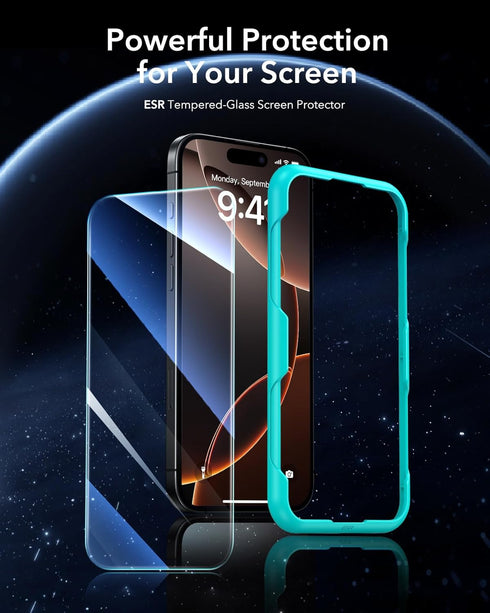 ESR 3 Pack for iPhone 16 Pro Screen Protector - Military Grade Shatterproof Tempered Glass Film