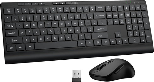 EDJO Wireless Keyboard and Mouse Combo, Full Size Quiet Key Computer Keyboard and