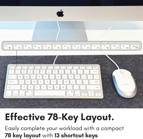 Macally USB Wired Keyboard and Mouse Combo for Mac & PC, Compact Small Keyboard for MacBook Pro/Air