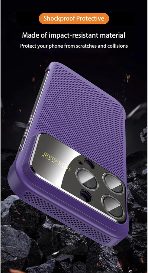 Losin Heat Dissipation Phone Case for iPhone 14 Pro Max, Slim Borderless Shockproof Cover with Window Glass Camera Lens