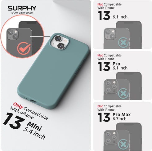 SURPHY Magnetic Case Designed for iPhone 13 Mini Case Compatible with MagSafe (5.4 inch 2021 Release), Liquid Silicone Phone Case with Microfiber Lining (Cactus Green)