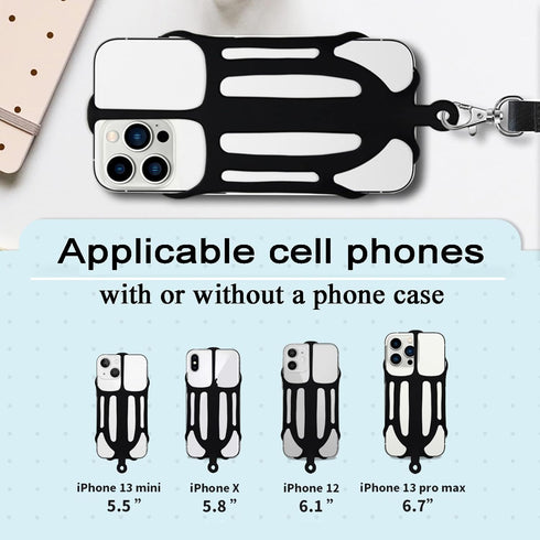 Phone Lanyard, 2 in 1 Phone Strap with Silicone Holder, Fits iPhone and Most Cell Phones