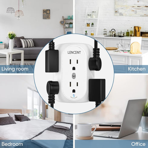 LENCENT 2 Prong Power Strip, 3 to 2 Prong Grounding Outlet Adapter, Surge Protector, 6 Outlets Widely Spaced