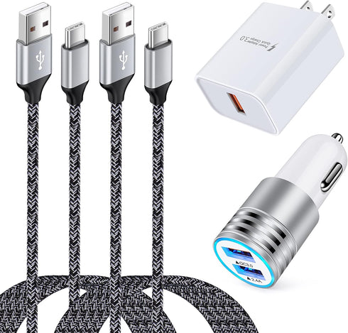 QC 3.0 Fast Wall Charger Cube, Car Charger Cable Cord 6FT for Samsung Galaxy A Series, Google Pixel