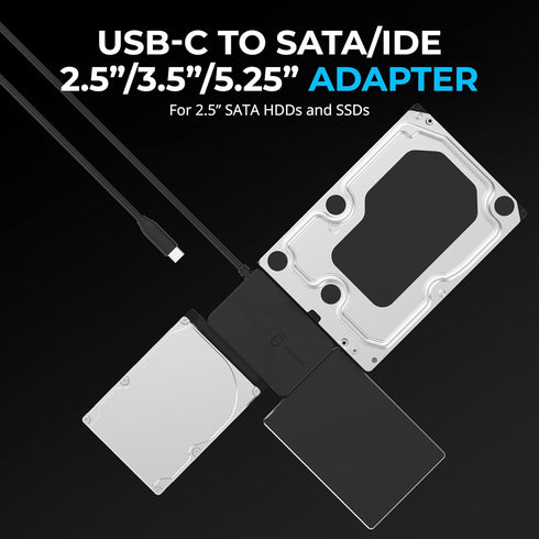 SABRENT USB Type-C to SSD/SATA/IDE Hard Drive Converter, 2.5/3.5/5.25-INCH with UL Power Supply & LED Activity Lights