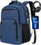 Laptop Backpack for Women & Men, Anti Theft Slim Computer Bag with USB Charging Port, Water Resistant, Blue