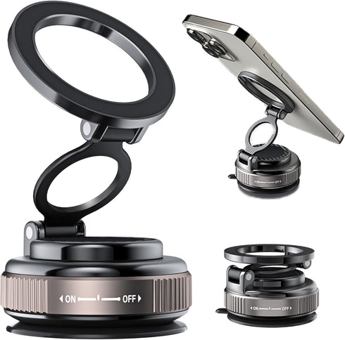 Frvxil Magnetic Car Phone Holder for MagSafe: 28+LBS Strong Suction Vacuum Phone Mount