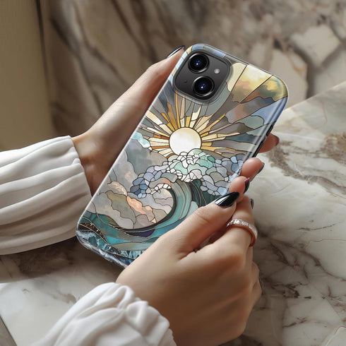 Goodon 15 for iPhone Case,Aesthetic Vintage Mosaic Stained Glass Shell,Compatible with Magsafe,Trendy Unique Cool Retro