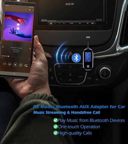 KAIY 2 1, Bluetooth Transmitter Receiver in Low Latency AUX Adapter with LCD Screen, Airplane Bluetooth Adapter