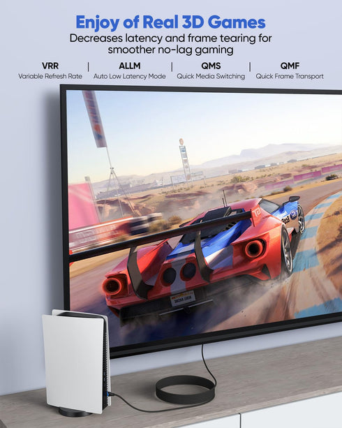 8K 15 2.1 15 48Gbps (8K@60Hz, 4K@120Hz, 2K,eARC,HDCP2.3,Dynamic PS5/HDTV/Monitor/Projector/Gaming/SoundBar Long HDMI