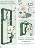 Dretal Galaxy S21 5G Case - Floral Design, Military Grade, Slim Hard Back & Soft Edge + Tempered Glass Protector (Green)