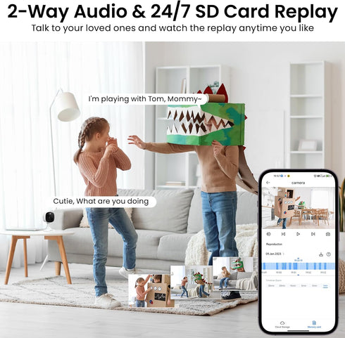 AOQEE 2K 24/7 (C1-White-1pack-2.4G) Cameras for Home Security-Outdoor/Indoor Camera for Dog/Cat/Pet/Nanny/Baby/Elderly