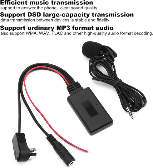 Qiilu Bluetooth AUX Adapter for Car, Bluetooth 5.0 AUX Cable Adapter with Microphone Handsfree for Alpine CDA-9857,