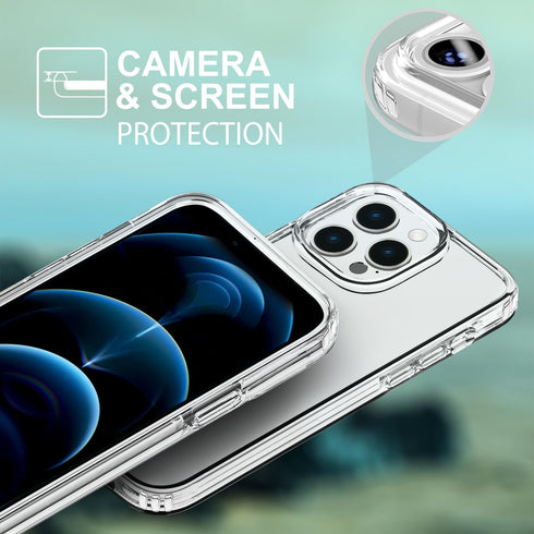 TENOC Clear Case Compatible with iPhone 12 Pro Max, Non-Yellowing Protective Bumper Hard Back Cover for 6.7 Inch